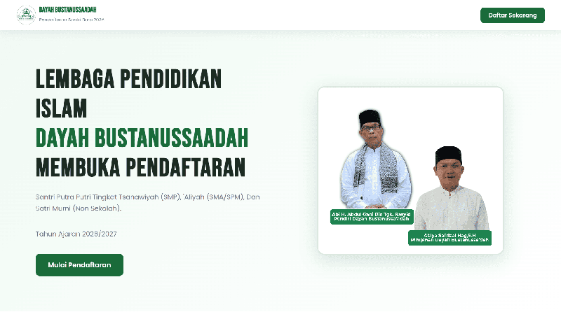 Sistem Pendaftaran Santri Baru Dayah Bustanussa’adah